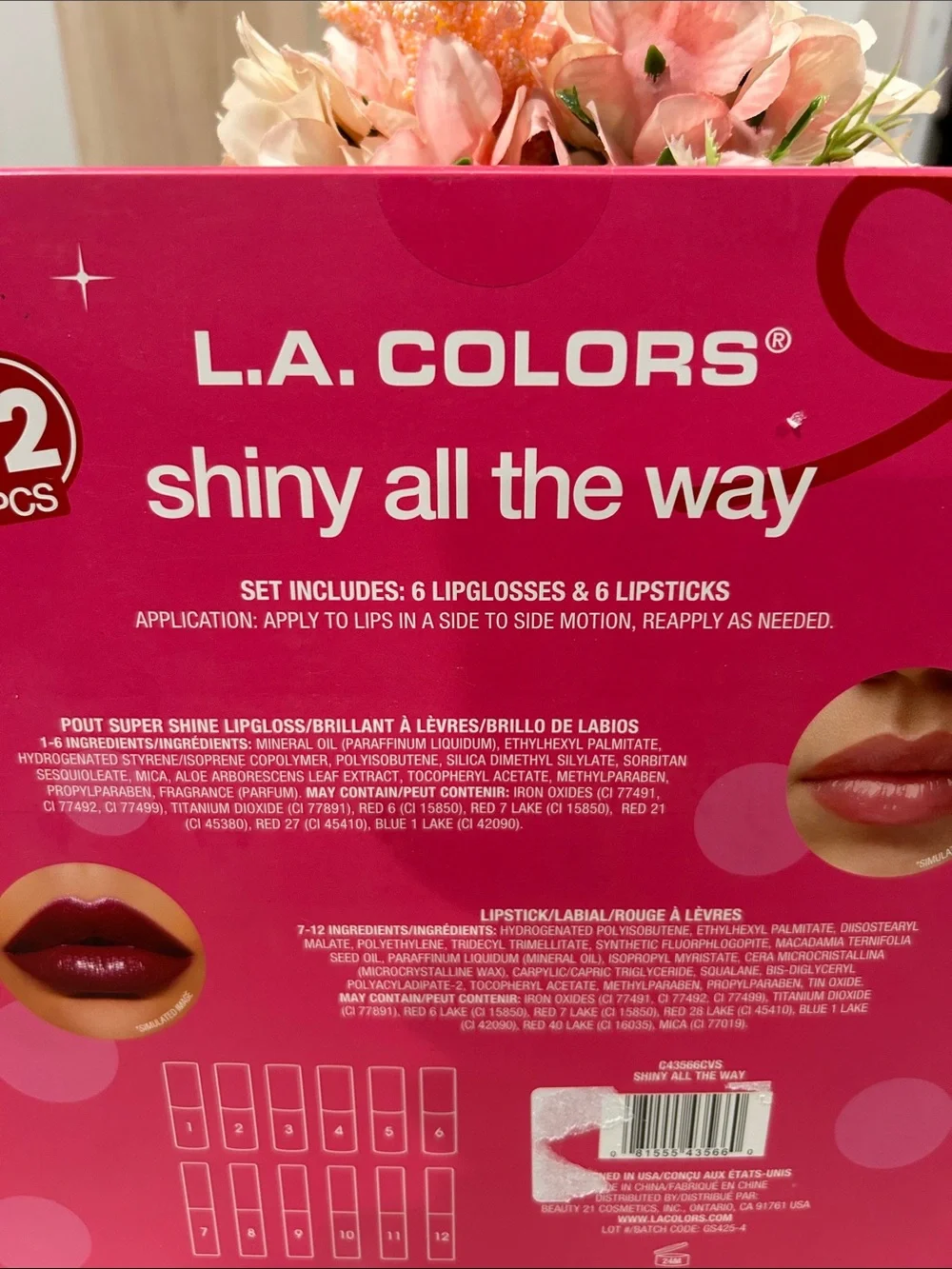 L.A. COLORS Shiny All The Way Lip Color 12-Piece Set